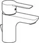 Einhebelmischer in Chrom-Optik von HANSA mit flachem Hebel und gerader Auslaufkante. Zugstangenablaufgarnitur integriert.